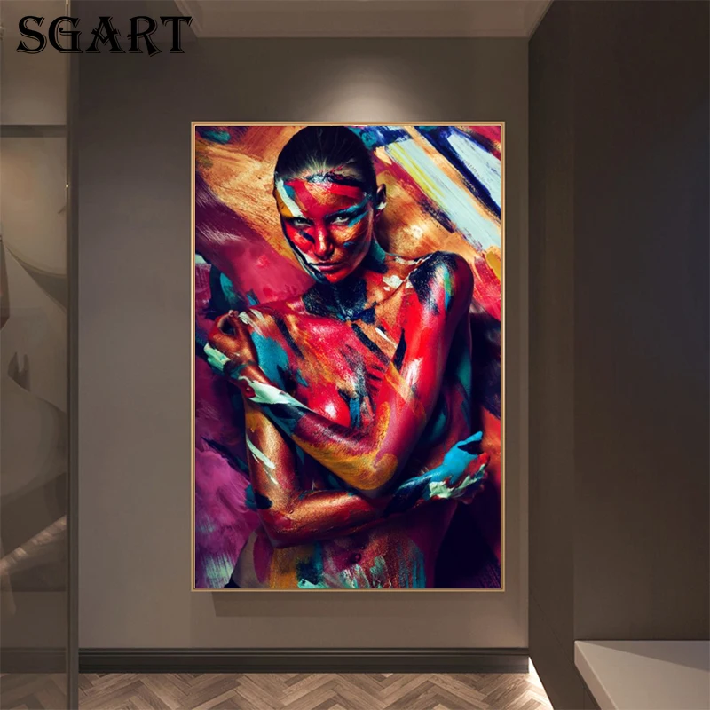 

Abstract Colorful Nude Women Portrait Posters and Prints Wall Art Canvas Painting Modern Art Pictures For Living Room Home Decor