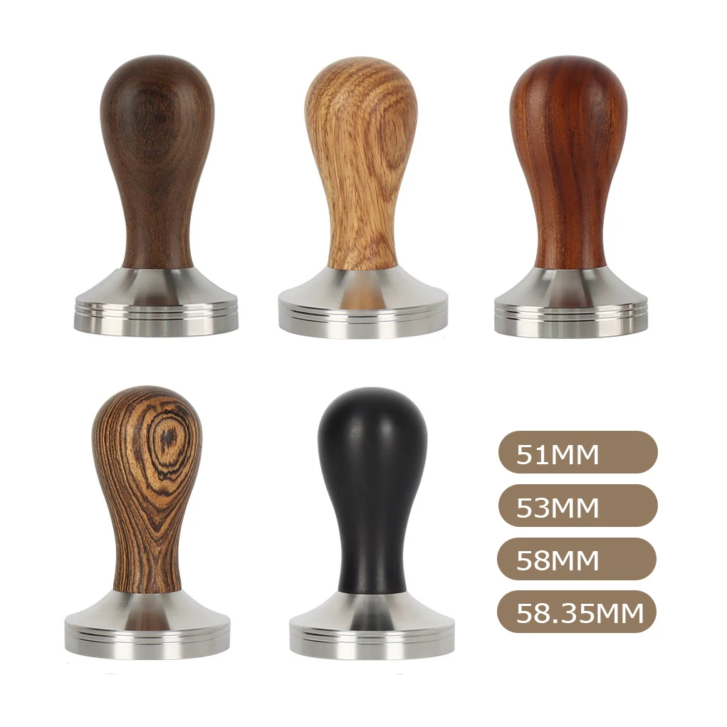 Compactador de caf&eacute; de acero inoxidable 58/58, mango de martillo, Base plana, accesorios de caf&eacute; Espresso Barista, 51/53/304. 3MM-0