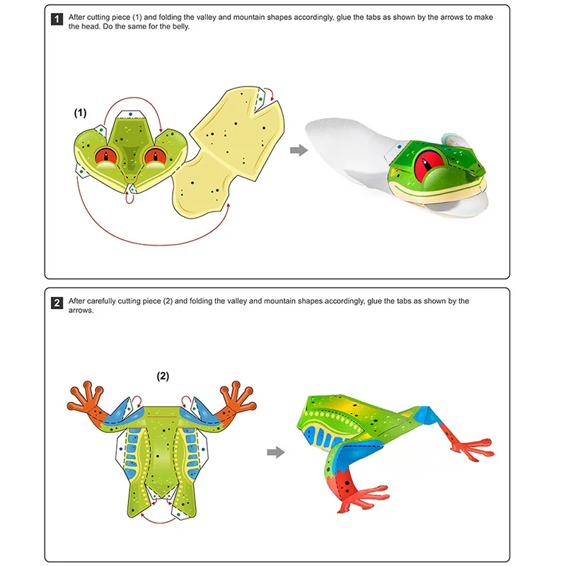 Красных глаз лягушки складное оригами искусство мини милый 3D Бумага модель