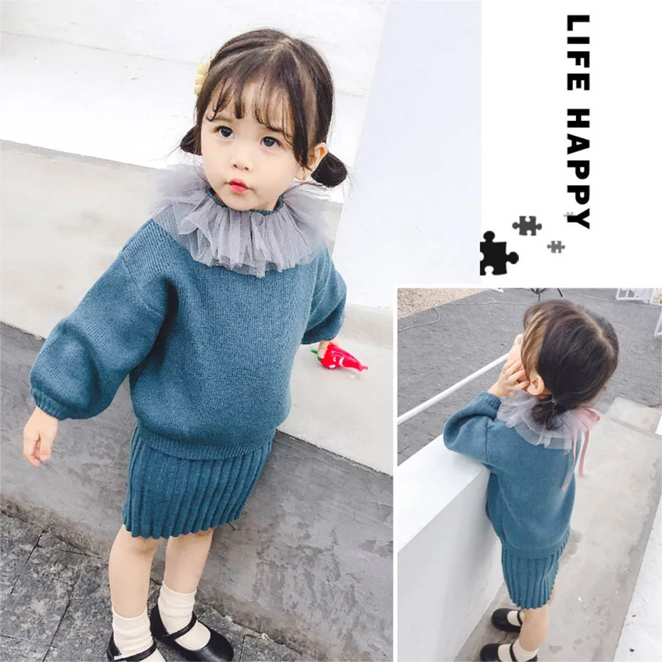 Одежда для девочек трикотажное платье-майка и свитер комплект из 2 предметов