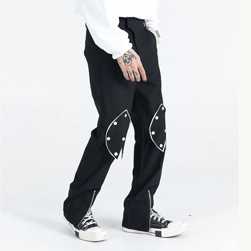

Men's Hip-hop High Street Straight Trousers 2021 Autumn Fashion New Mid Double Zipper Suit Pants Man Chic Design Long Pants