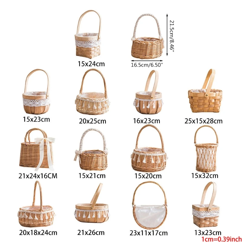 

Handmade Natural Rattan Woven Flower Hand Basket Home Kitchen Garden Vegetable Storage Container Planter Holder