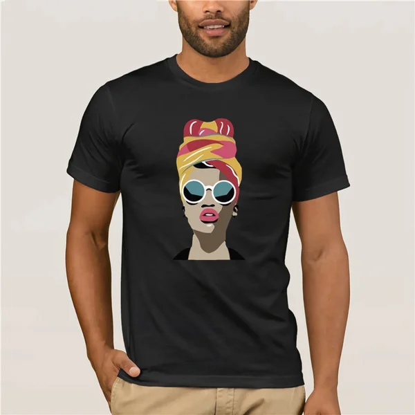 

Men Printing Short Sleeve Tshirt black girl headwrap Cotton fashion 2020 T-shirt