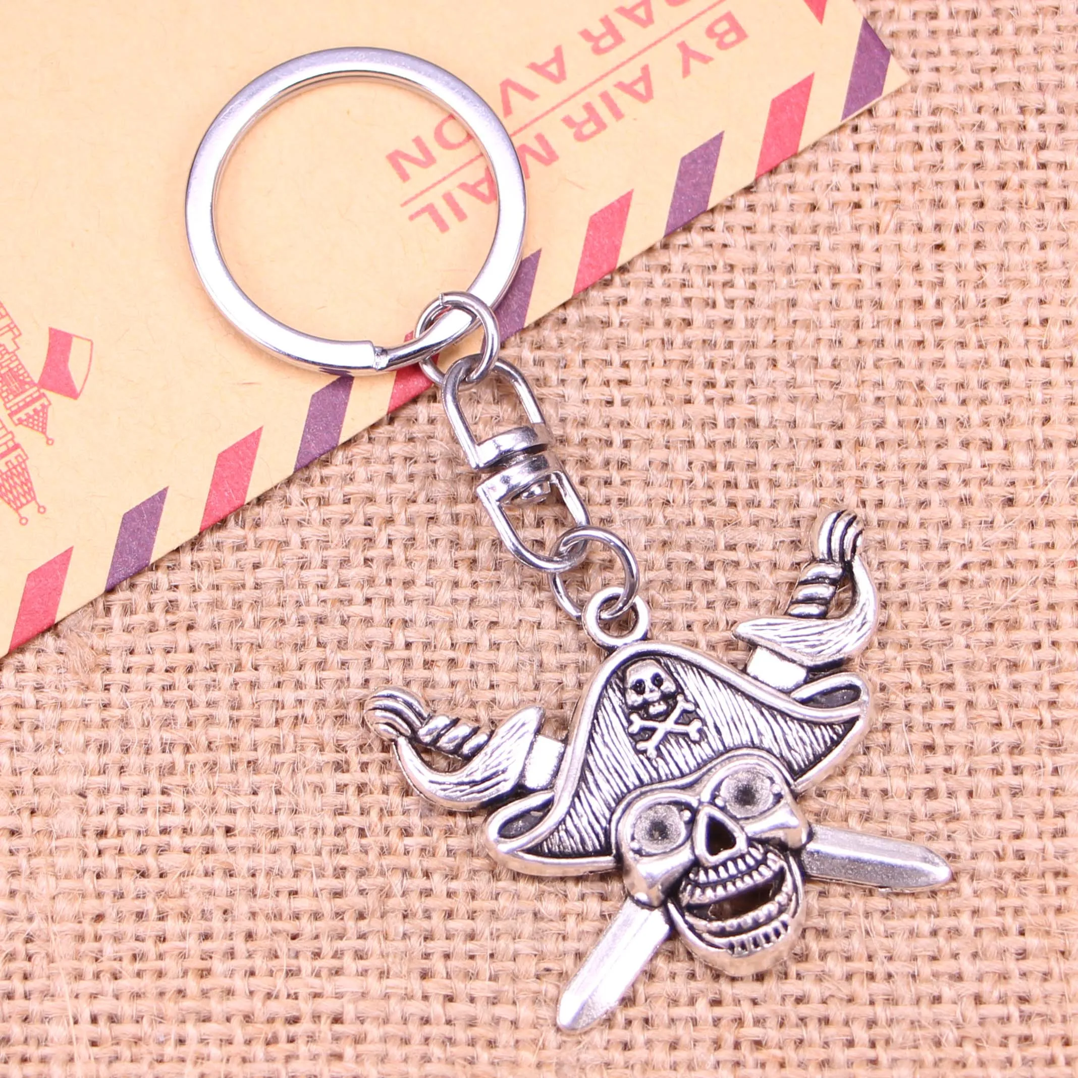 20pcs New Fashion Keychain 45x34mm pirate skull and cross swords Pendants DIY Men Jewelry Car Key Chain Souvenir For Gift | Украшения и