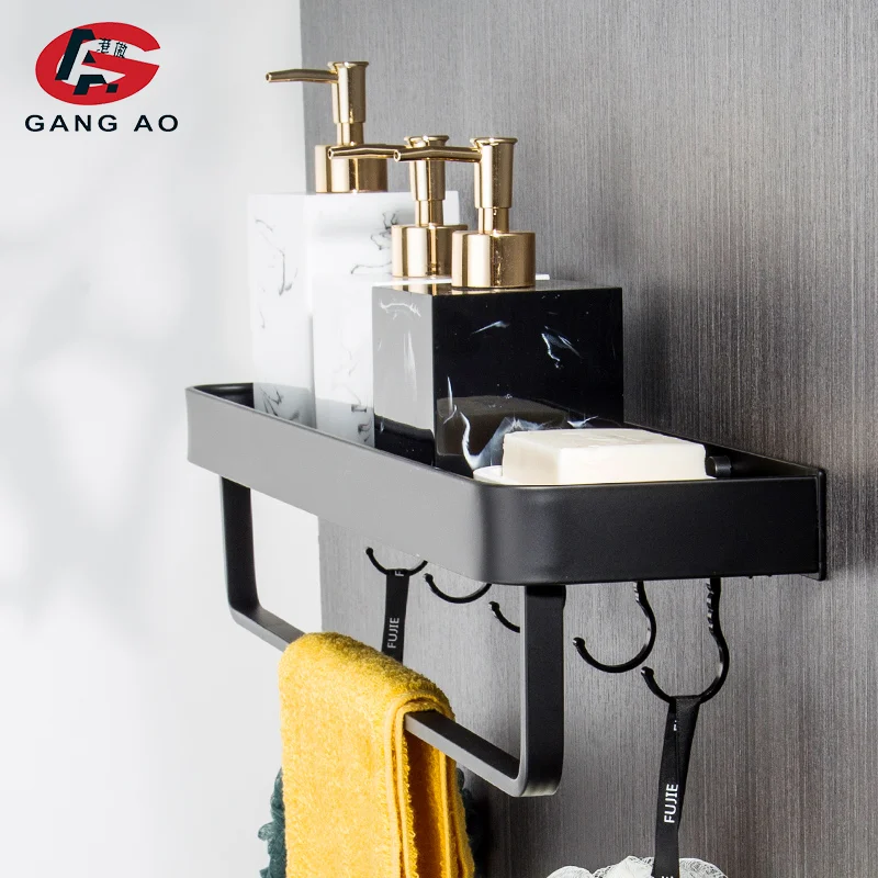 Полка для ванной полка душа алюминиевая черная угловая настенная кухонная