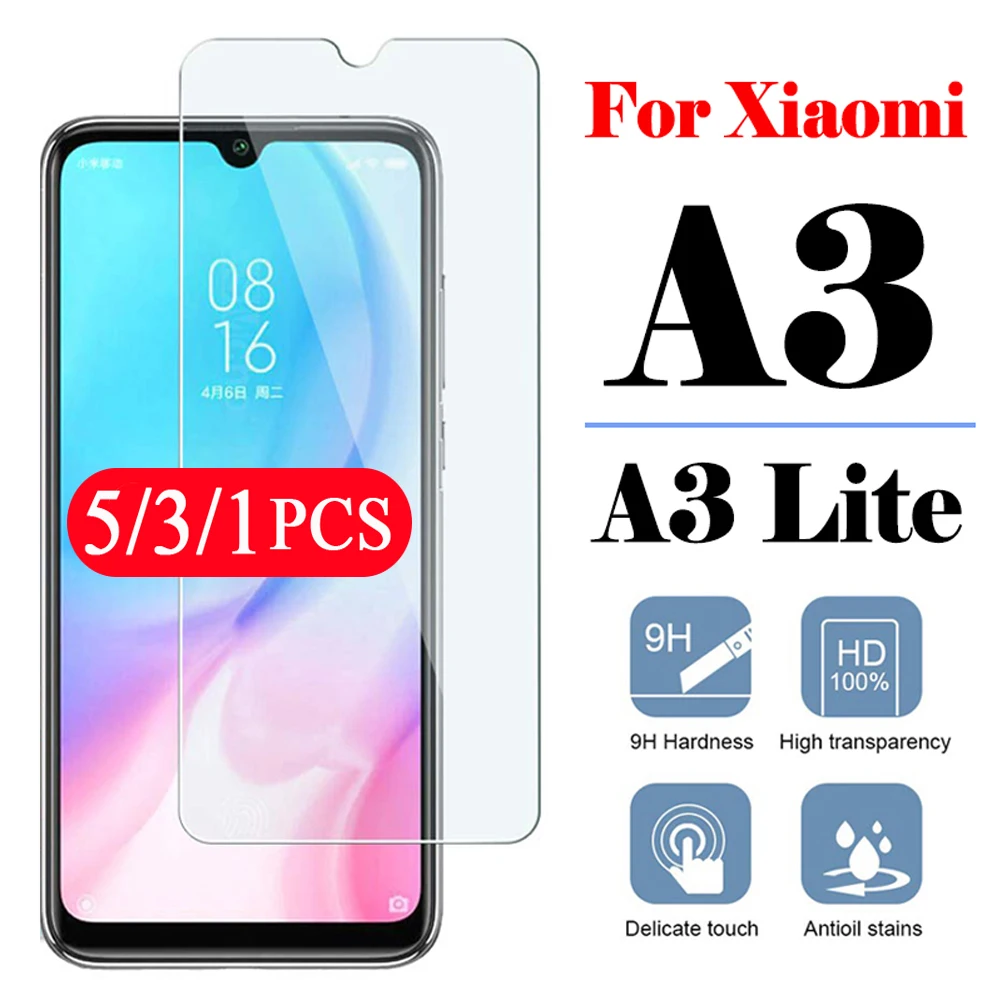 5/3/1 шт. для xiaomi mi A2 lite закаленное стекло A3 защита экрана телефона защитная пленка