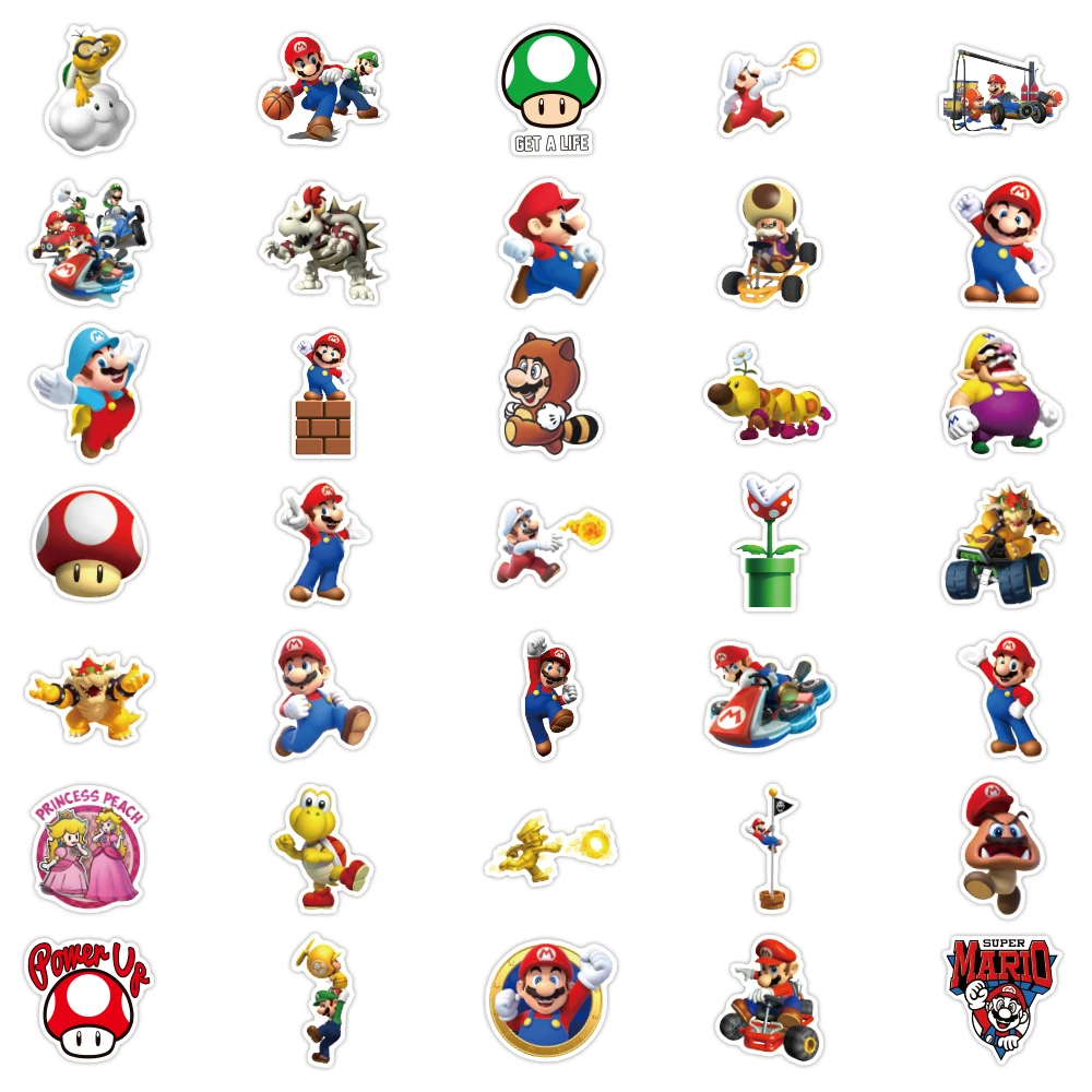 Pegatinas impermeables del juego de Mario para ordenador port&aacute;til, pegatinas de decoraci&oacute;n para equipaje, tel&eacute;fono m&oacute;vil, monopat&iacute;n, E-052, 100 Uds.-3