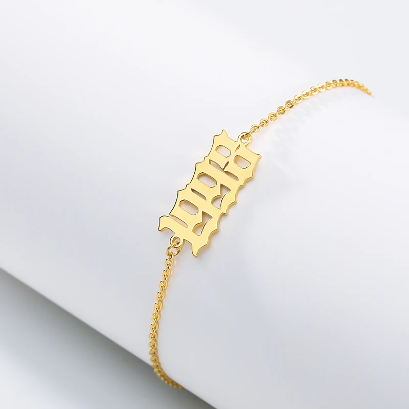 Stainless Steel Old Englih Bracelet Jewelry Number Year 1995 1999 1996 Men Maxi Colar | Украшения и аксессуары