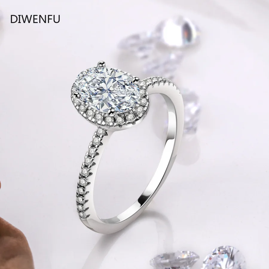 

S925 Silver Oval Diamond Gemstone Rings for Women Anillos Wedding Bizuteria White Pigeon Eggs Diamond Silver Jewelry Gifts