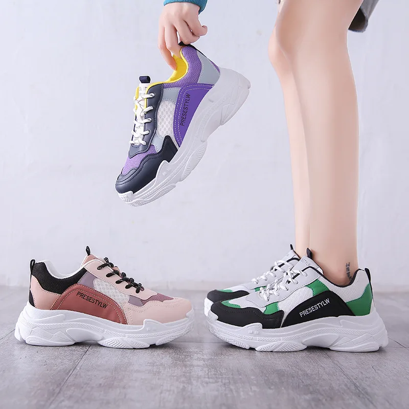 

Mixed Colors Women Shoes Platform Sneakers Brand Increased Shoes Autumn Breathable Chunky Shoe Vulcanized Footwear Zapatos Mujer