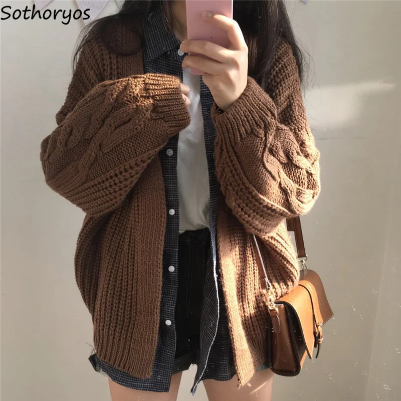 

Fall Winter Cardigan Women Chic Preppy Sweaters Ins Popular Vintage Simple Cozy Warm Tricot Leisure Female Jumpers Modern Soft