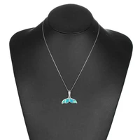 fashion whale tail short simple necklace pendant fashion women men bule crystal charming pendant lovely necklace gifts girl