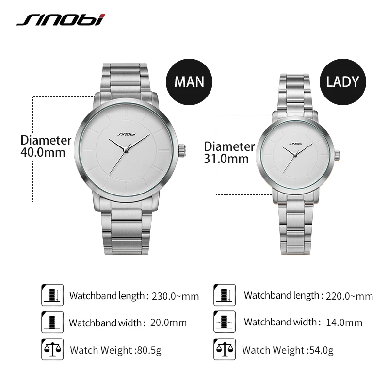 Sinobi любовник часы Серебряный регулируемый браслет простой дизайн японский