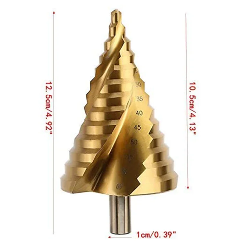 6-65 мм большое ступенчатое сверло с титановым покрытием HSS спираль Сверло шага