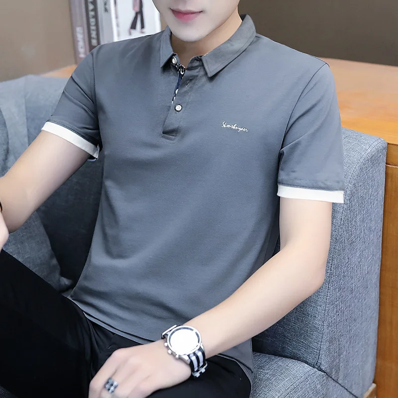 

Summer New Polo Shirt Men's Short-sleeved T-shirt Trend Tide Brand Lapel Upper Clothes Half-sleeved Men's Compassionate Shirt