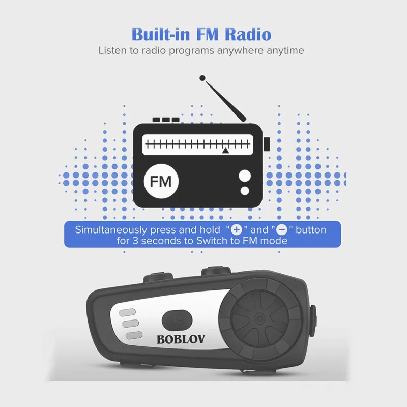 Гарнитура BOBLOV M6 для мотоциклетного шлема беспроводная гарнитура Bluetooth BT FM радио