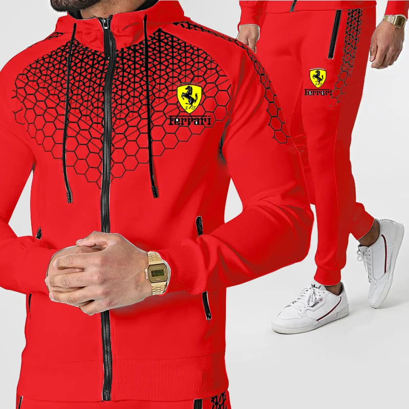 

2021 New Printed Sportswear Casual Fashion Men's Suit Sportswear Suit Cotton Hoodie + Pants Sportswear Men's Sports Suit