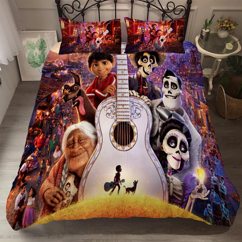 Disney coco king queen двойной полный двойной один размер пододеяльник набор 3d хлопковое постельное белье набор