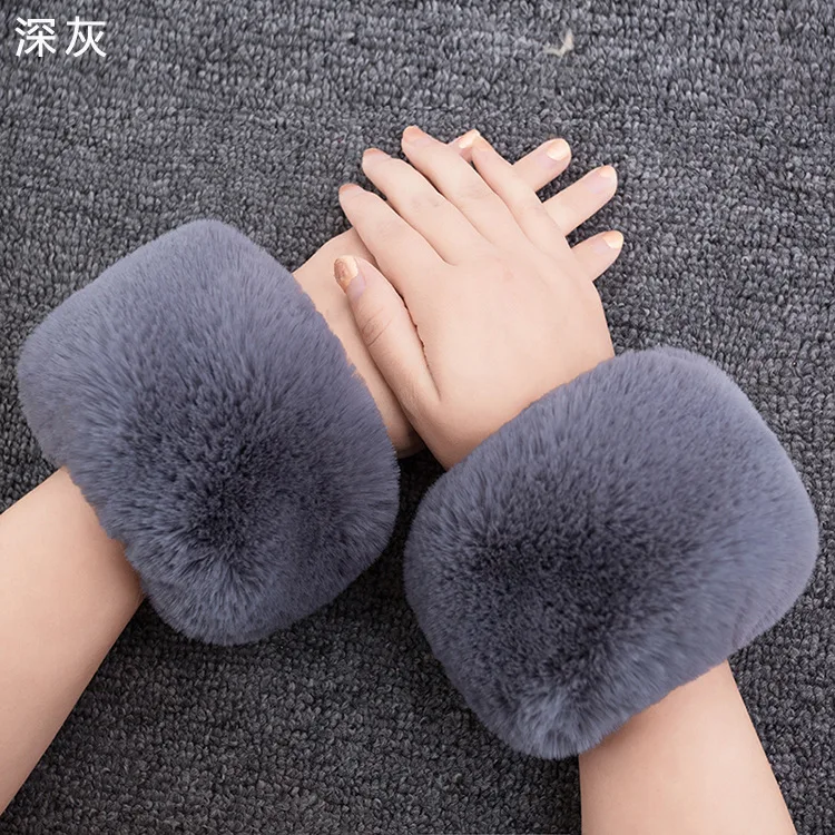 Qearlstar из искусственного кроличьего меха запястье для женщин утолщенные манжеты