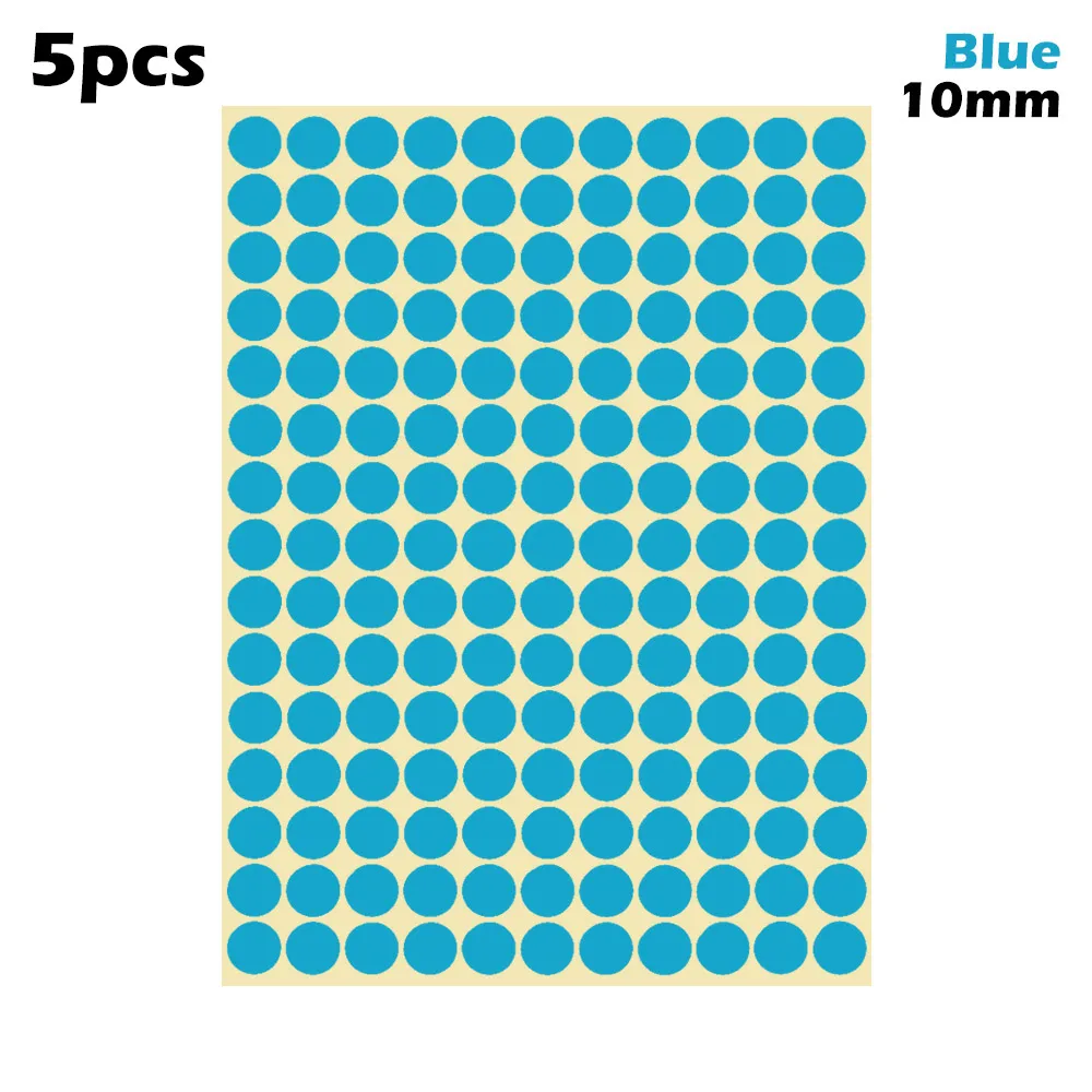 10mm-blue 5 листов 10 мм/19 мм Цветные точечные наклейки круглые точечные круги уплотнительная бумага клеящиеся этикетки Упаковка Этикетки вечерние украшения - Цвет: 10mm-blue