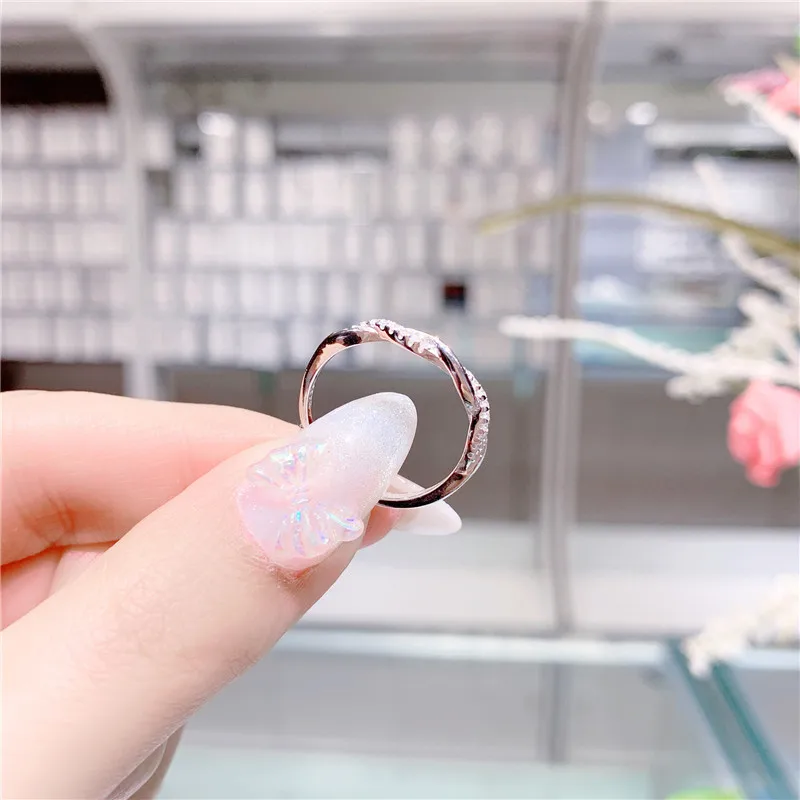 

HI MAN 925 Sterling Silver Korean Twist Crystal Opening Adjustable Ring Women Sweet Romantic Dating Jewelry Accessories