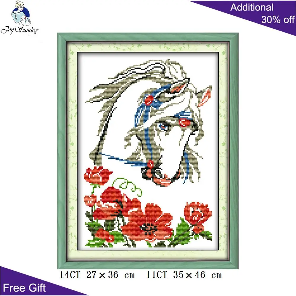 Joy Sunday вышивка лошадью D069(2) D092D126D131D149 яркая перспектива восемь Божьих лошадей