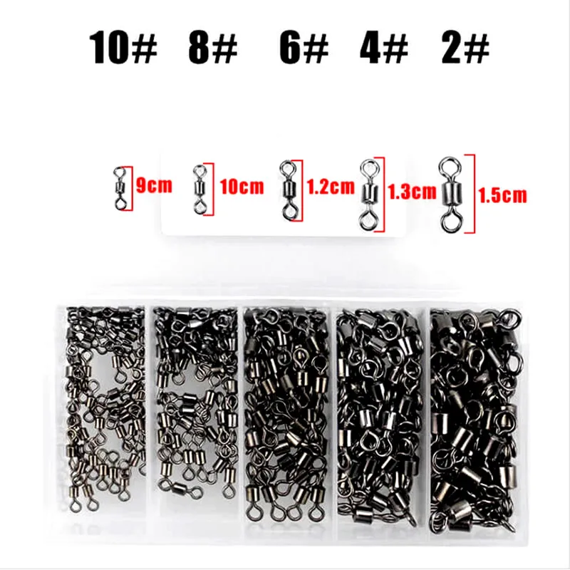 250 шт./кор. Роллинг баррель рыболовный Вертлюг талевого крюк разъем с шариковым