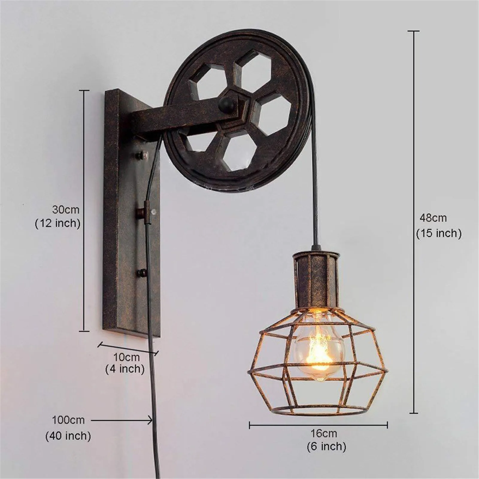 

American Rural Creative Iron Pulley Led Wall Lamp Personalized Restaurant Corridor Corridor Lamp Industrial Style Retro Wall#G30