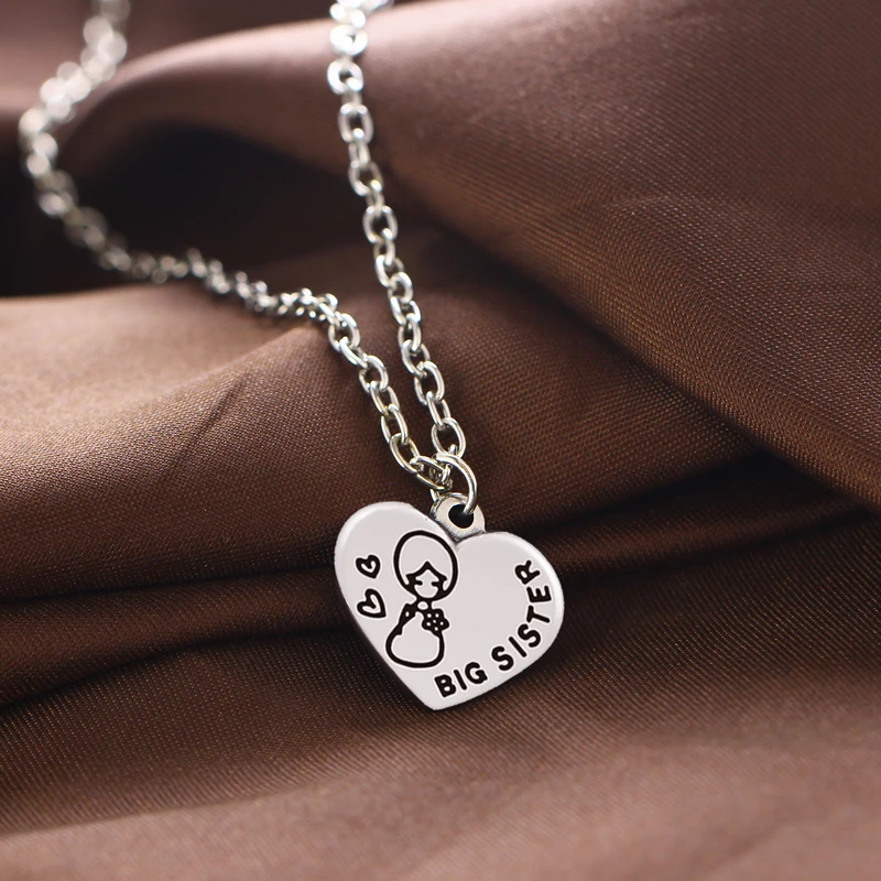 

12PC Friendship Jewelry Big Sister Necklaces Heart Pendant Charm Necklaces Family Sister Best Friend Wedding Gifts Accessories