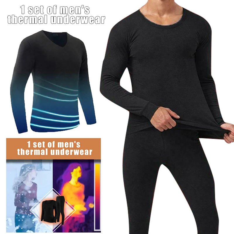 

Men Seamless Elastic Thermals Inner Wear Solid Color Warm Slim Underwear for Winter A66