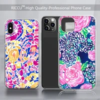 fashion pink blue flower lilly phone case for iphone 8 7 6 6s plus x 5s se 2020 xr 11 pro xs max 13 12 pro 13 12mini 13 pro max