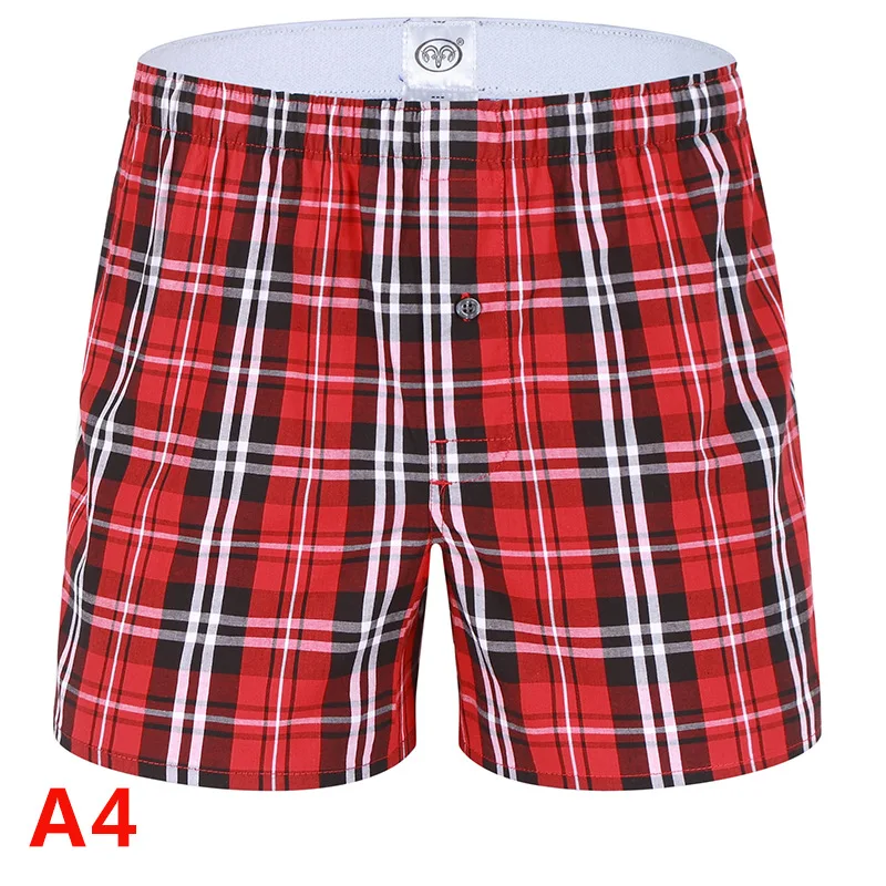 

High Quality New Red Classic Large Plaid Men's Underwear Cotton Casual Creathable 3Pack Elastic Waistband European Size