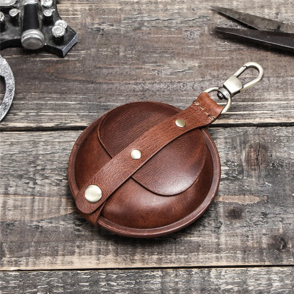 Винтажный Портативный кожаный защитный чехол круглая коробка для хранения Airpods