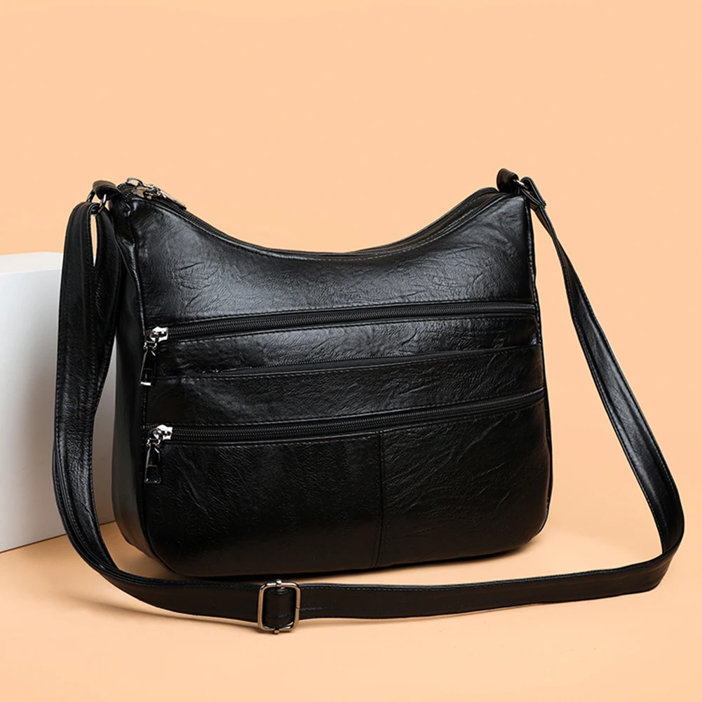 

Винтажные Женские однотонные сумки через плечо из искусственной кожи, повседневная женская сумка-мессенджер с несколькими карманами, вмес...