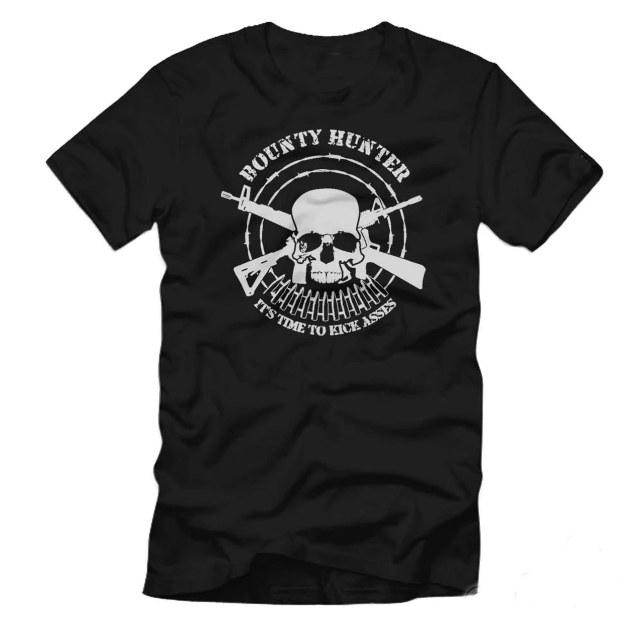 

Time To Kick Asses. Funny Humor Bounty Hunter Skull Cross Gun T-Shirt. Summer Cotton O-Neck Short Sleeve Mens T Shirt New S-3XL