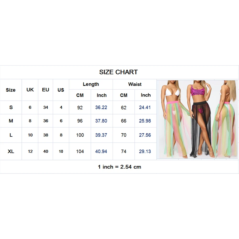 

Women Rainbow Sexy See Through Cover Up Skirt Lace Bikini Summer Dress Bathing Suit Bikini Beach Wear Maxi Wrap Sundre