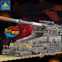 original kazi 3846pcs military battle tank heavy gustav train track diy assembled building blocks children gift toy 6 15 years