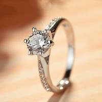 huitan classic 6 claws cubic zirconia ring for women simple elegant design eternity wedding rings brilliant cz luxury jewelry