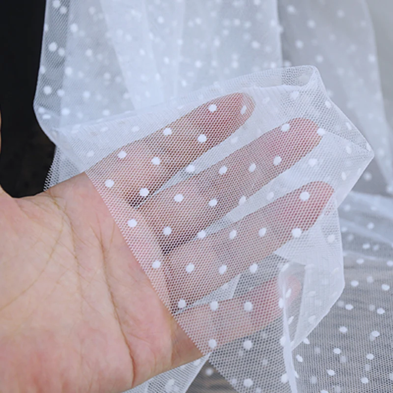 5 лет черно-белая Мягкая сетчатая ткань флокированное платье в горошек Вышитое