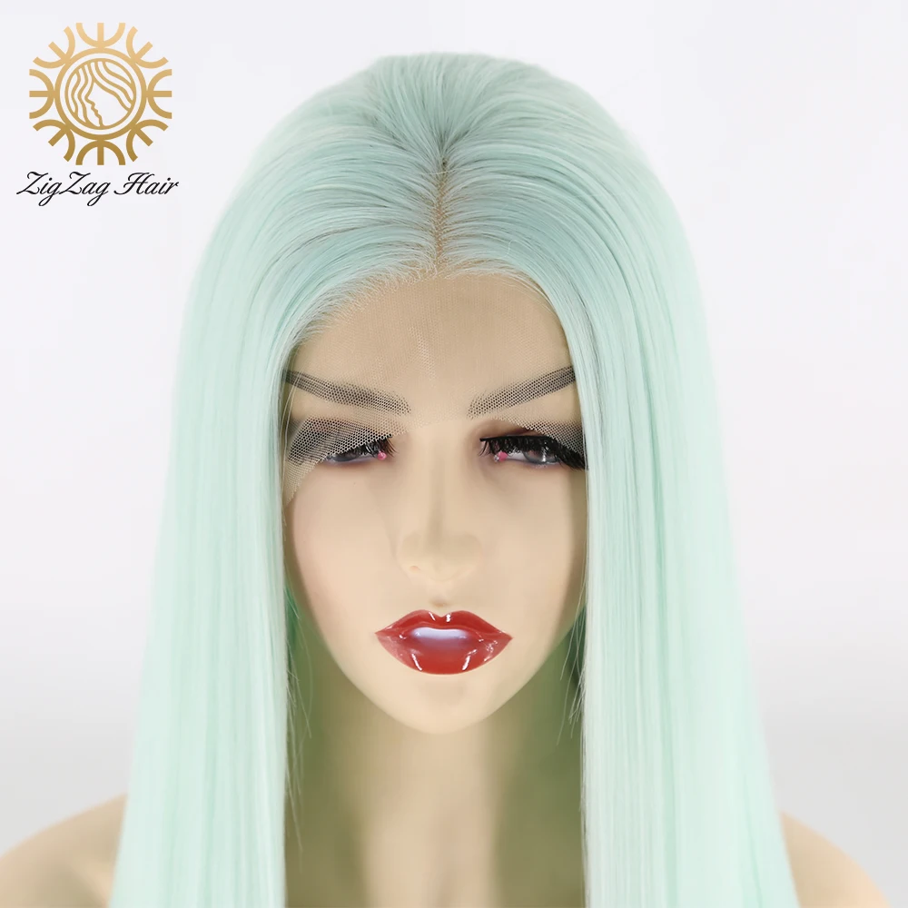BTWTRY средняя часть светильник мяты с прямыми волосами парик синтетические