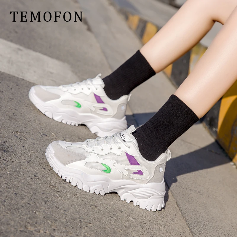 TEMOFON 2020 новые спортивные кроссовки женская повседневная обувь на платформе