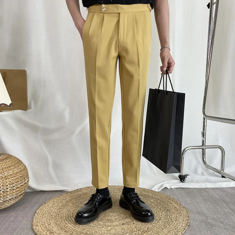 

Men's casual trousers 2020 spring and summer new handsome solid color wild slim trousers young personality fashion trend men's