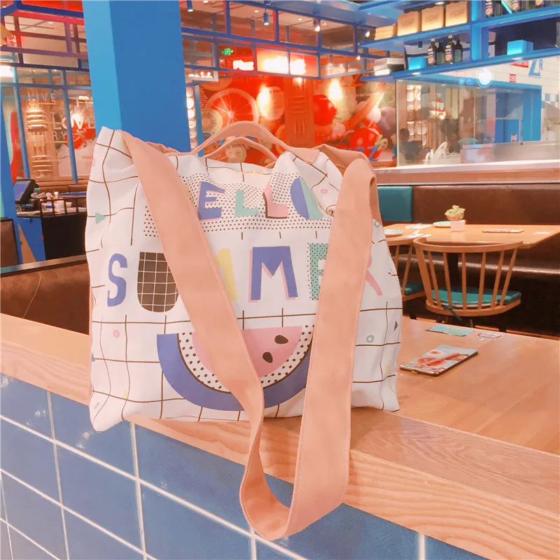 Летние сумки с надписью 2019 повседневные холщовые тоуты котом и застежкой на