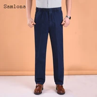 plus size 4xl 5xl mens demin pants 2022 spring new jeans fashion zipper pocket trouser male casual elastic waist demin pant