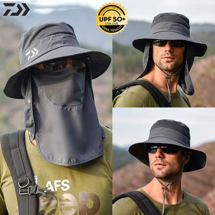 

Кепка рыболовная Daiwa Мужская многофункциональная, регулируемая дышащая шапка от солнца, с УФ-защитой, однотонная, Повседневная