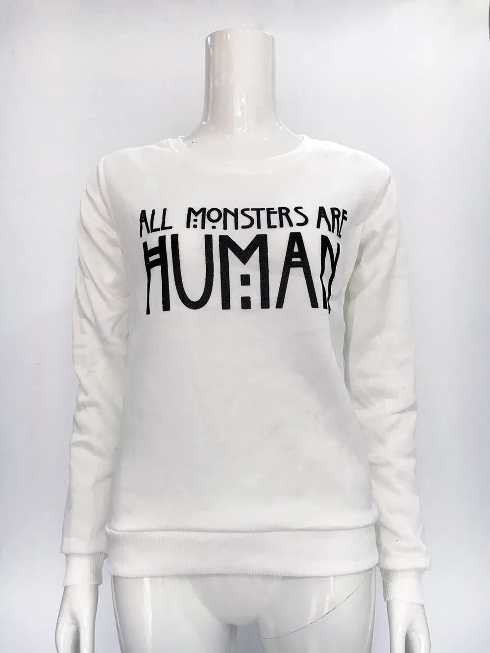 Letter All Monsters Are Human Hoodies Sweatshirts 2022 Women Casual Kawaii Harajuku New Sweat Clothing European Tops Korean