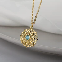 icftzwe lotus flower necklaces for women elegant lotus opal choker pendant necklace ornaments birthday party boho jewelry gift