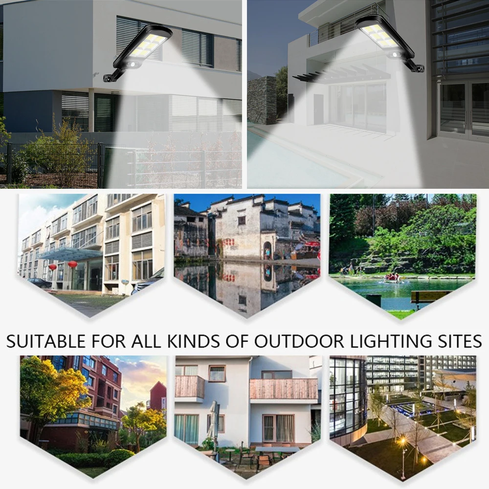 

Outdoor Solar LED Street Light 360W Remote Waterproof Wall Lamp PIR Sensor induction COB Industrial Garden Square Road lamp