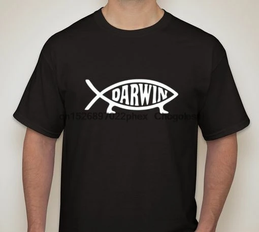 Футболка с принтом рыба атеист | Мужская одежда