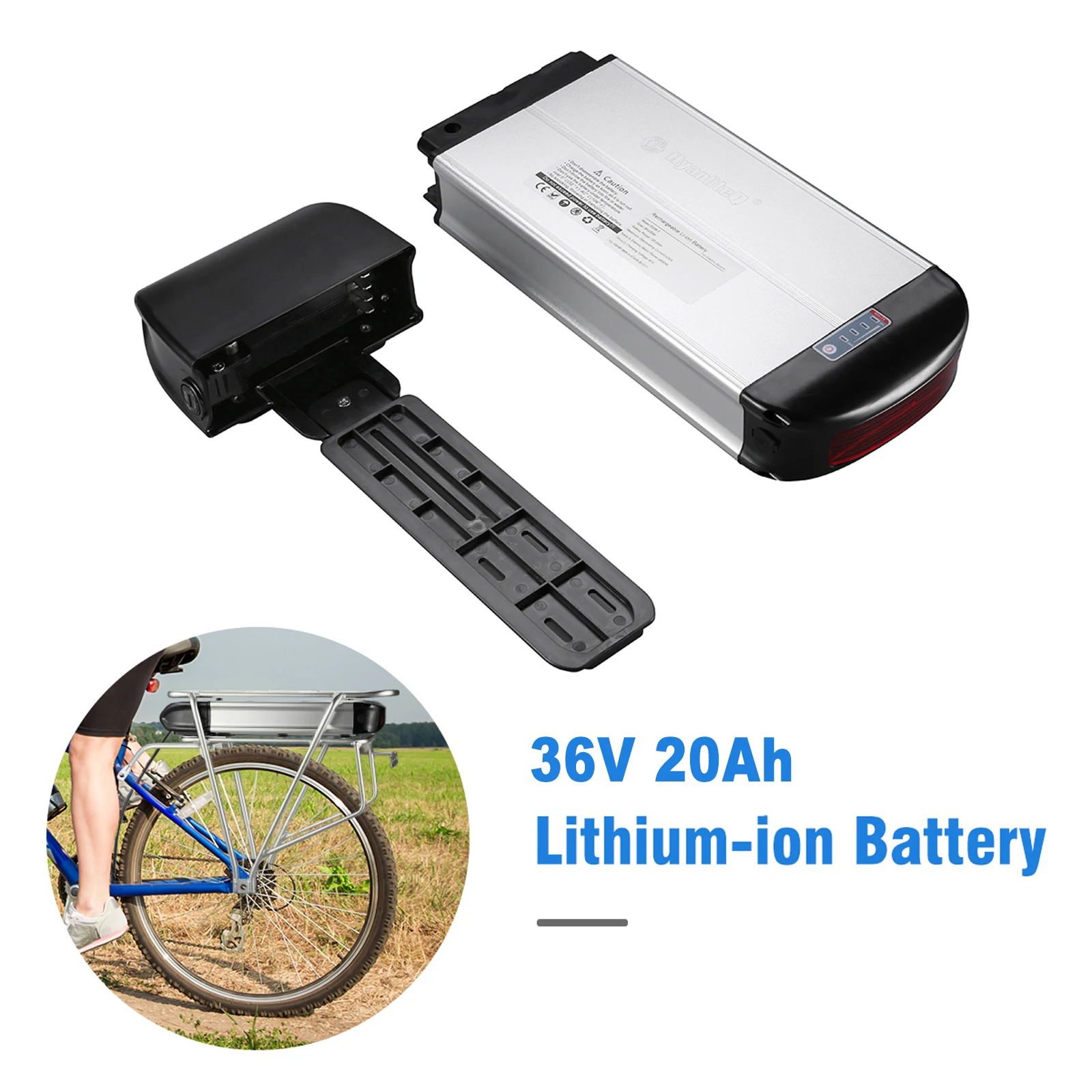 

Electric Bicycle Rear Rack Battery 48V 15Ah 720Wh Ebike Battery with Mounting Rear Rack E-bike Rechargeable Li-ion Battery